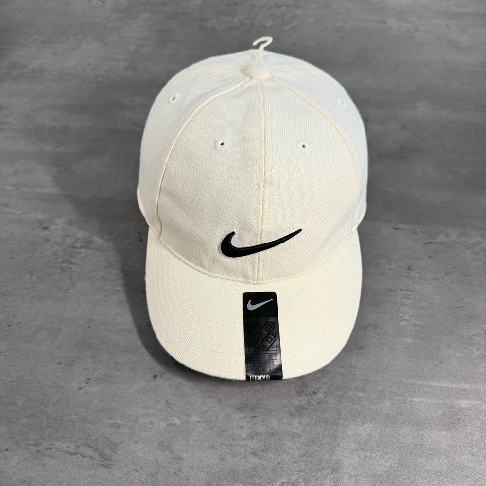 Vintage Nike Legacy 91 Hat Youth Unisex Sail White Black Adjustable Trucker Cap